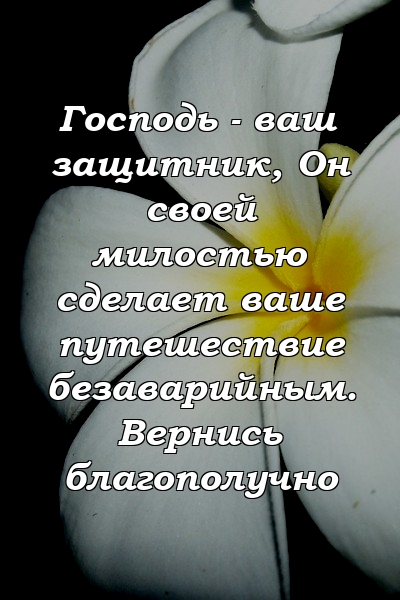 Господь - ваш защитник, Он своей милостью сделает ваше путешествие безаварийным. Вернись благополучно