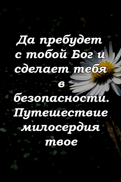 Да пребудет с тобой Бог и сделает тебя в безопасности. Путешествие милосердия твое