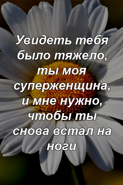 Увидеть тебя было тяжело, ты моя суперженщина, и мне нужно, чтобы ты снова встал на ноги