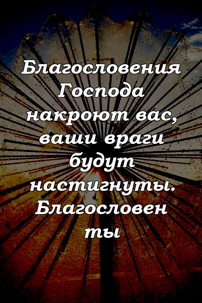 Благословения Господа накроют вас, ваши враги будут настигнуты. Благословен ты