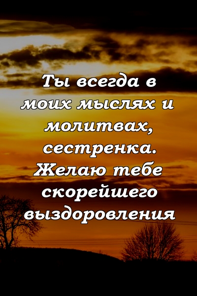 Ты всегда в моих мыслях и молитвах, сестренка. Желаю тебе скорейшего выздоровления