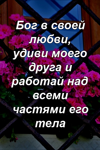 Бог в своей любви, удиви моего друга и работай над всеми частями его тела