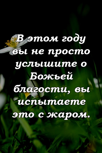 В этом году вы не просто услышите о Божьей благости, вы испытаете это с жаром.