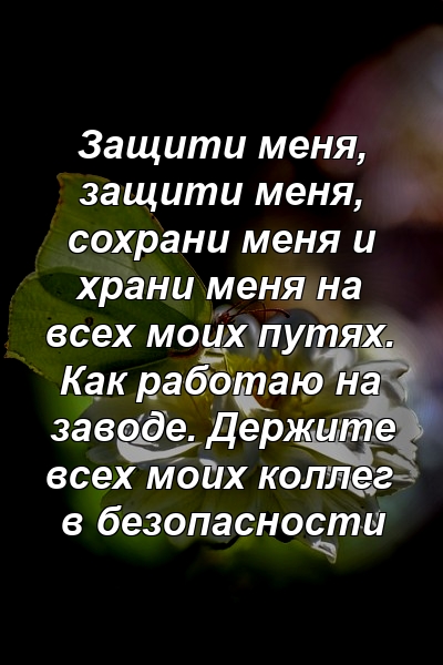 Защити меня, защити меня, сохрани меня и храни меня на всех моих путях. Как работаю на заводе. Держите всех моих коллег в безопасности