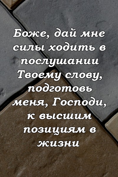 Боже, дай мне силы ходить в послушании Твоему слову, подготовь меня, Господи, к высшим позициям в жизни