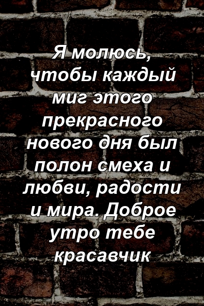 Я молюсь, чтобы каждый миг этого прекрасного нового дня был полон смеха и любви, радости и мира. Доброе утро тебе красавчик