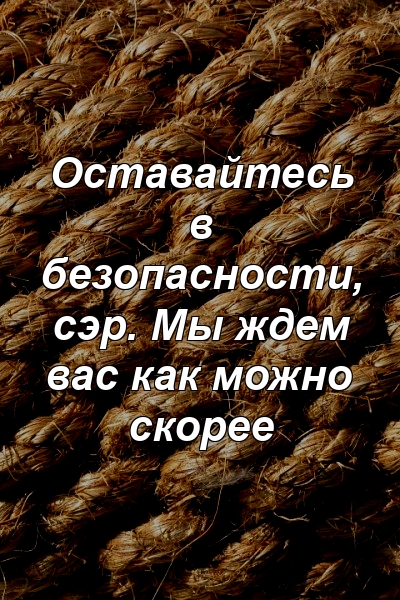 Оставайтесь в безопасности, сэр. Мы ждем вас как можно скорее