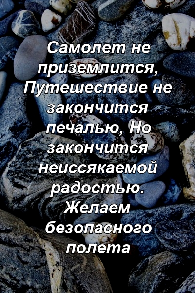 Самолет не приземлится, Путешествие не закончится печалью, Но закончится неиссякаемой радостью. Желаем безопасного полета