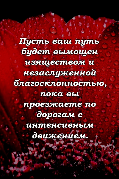 Пусть ваш путь будет вымощен изяществом и незаслуженной благосклонностью, пока вы проезжаете по дорогам с интенсивным движением.