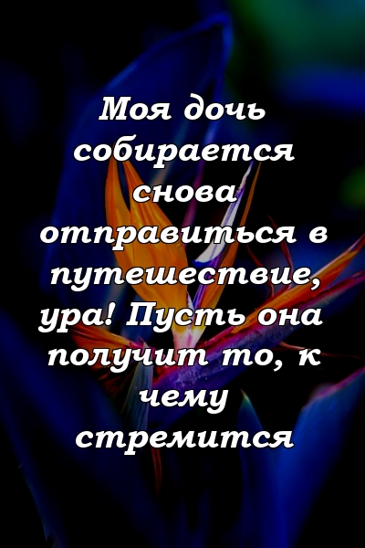 Моя дочь собирается снова отправиться в путешествие, ура! Пусть она получит то, к чему стремится