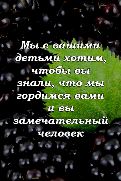 Мы с вашими детьми хотим, чтобы вы знали, что мы гордимся вами и вы замечательный человек