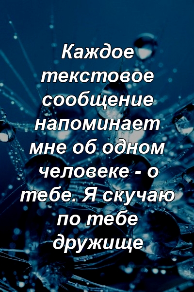 Каждое текстовое сообщение напоминает мне об одном человеке - о тебе. Я скучаю по тебе дружище