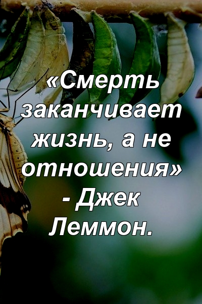 «Смерть заканчивает жизнь, а не отношения» - Джек Леммон.