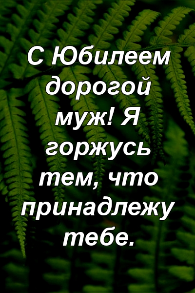 С Юбилеем дорогой муж! Я горжусь тем, что принадлежу тебе.