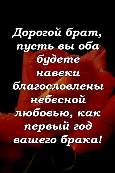 Дорогой брат, пусть вы оба будете навеки благословлены небесной любовью, как первый год вашего брака!