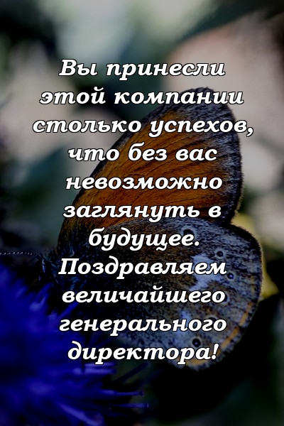 Вы принесли этой компании столько успехов, что без вас невозможно заглянуть в будущее. Поздравляем величайшего генерального директора!