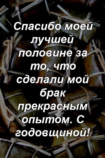 Спасибо моей лучшей половине за то, что сделали мой брак прекрасным опытом. С годовщиной!