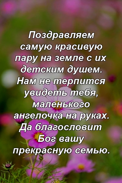 Поздравляем самую красивую пару на земле с их детским душем. Нам не терпится увидеть тебя, маленького ангелочка на руках. Да благословит Бог вашу прекрасную семью.