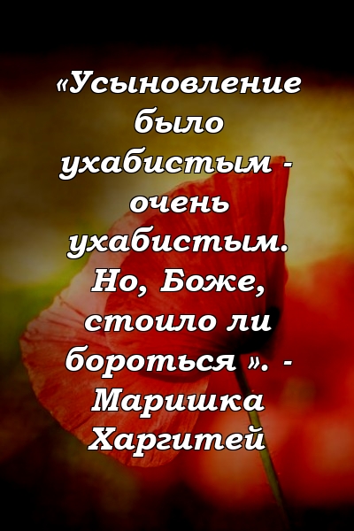 «Усыновление было ухабистым - очень ухабистым. Но, Боже, стоило ли бороться ». - Маришка Харгитей