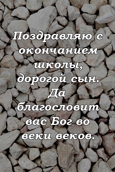 Поздравляю с окончанием школы, дорогой сын. Да благословит вас Бог во веки веков.