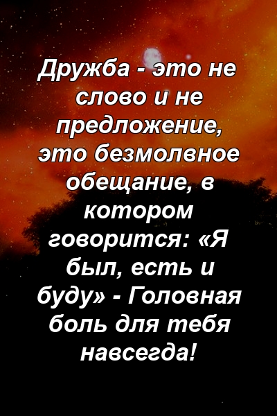 Дружба - это не слово и не предложение, это безмолвное обещание, в котором говорится: «Я был, есть и буду» - Головная боль для тебя навсегда!